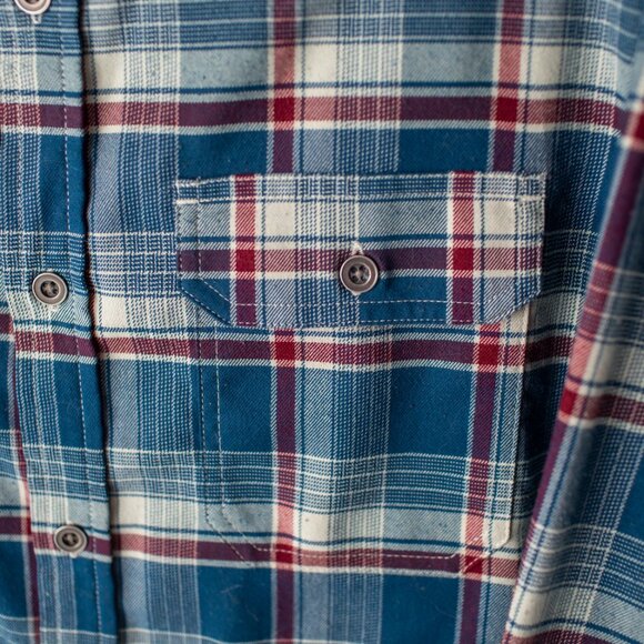 SwissTech Men’s Plaid Button Down Shirt Blue Red White Check Size Large 42–44 - Picture 5 of 9